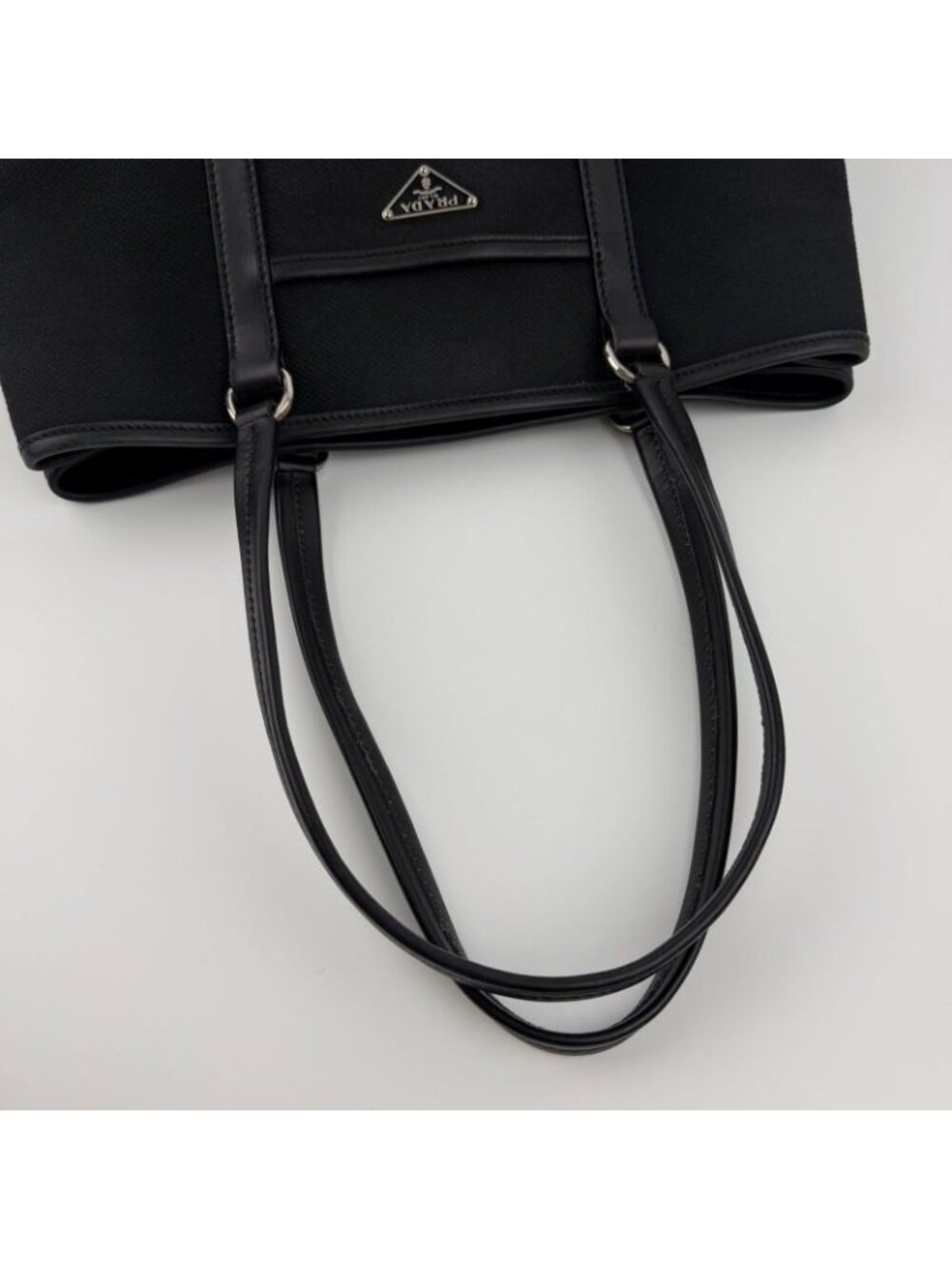★SOLD★ Prada Tote Black Canvas Vintage - Picture 12 of 16